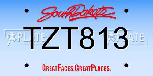 TZT813 South Dakota License Plate