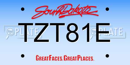 TZT81E South Dakota License Plate