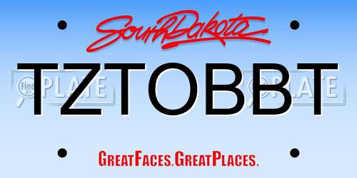 TZTOBBT South Dakota License Plate
