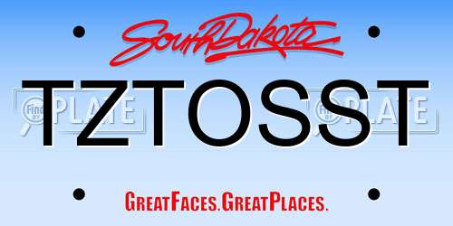 TZTOSST South Dakota License Plate
