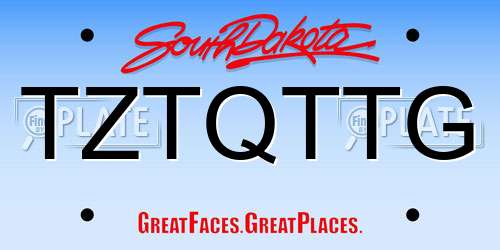 TZTQTTG South Dakota License Plate