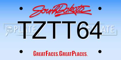 TZTT64 South Dakota License Plate