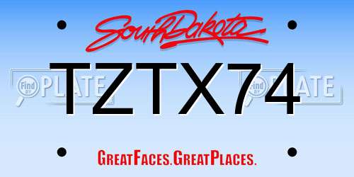 TZTX74 South Dakota License Plate