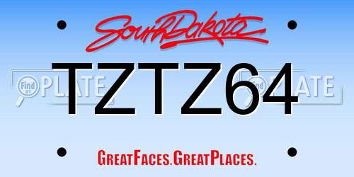 TZTZ64 South Dakota License Plate