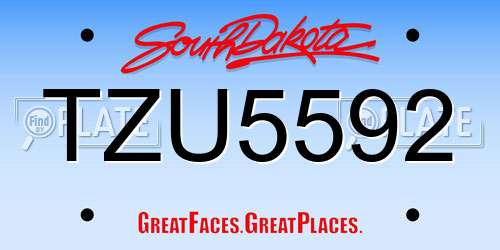 TZU5592 South Dakota License Plate
