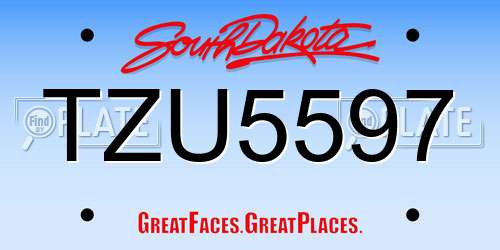 TZU5597 South Dakota License Plate