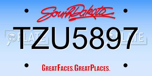 TZU5897 South Dakota License Plate