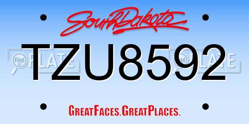 TZU8592 South Dakota License Plate