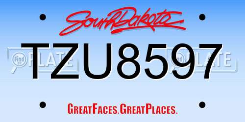TZU8597 South Dakota License Plate