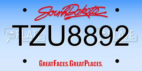 TZU8892 South Dakota License Plate