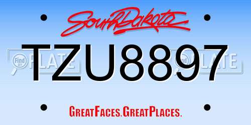TZU8897 South Dakota License Plate