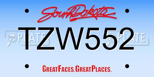 TZW552 South Dakota License Plate