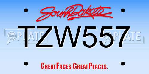 TZW557 South Dakota License Plate