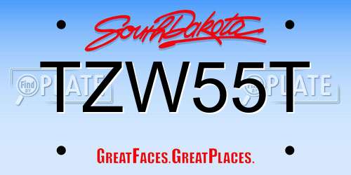 TZW55T South Dakota License Plate