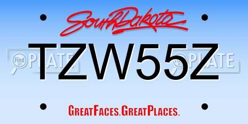 TZW55Z South Dakota License Plate