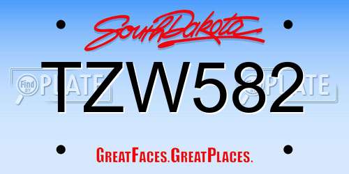 TZW582 South Dakota License Plate