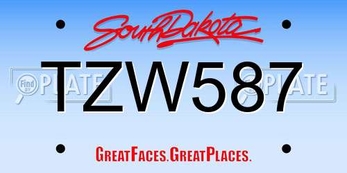 TZW587 South Dakota License Plate