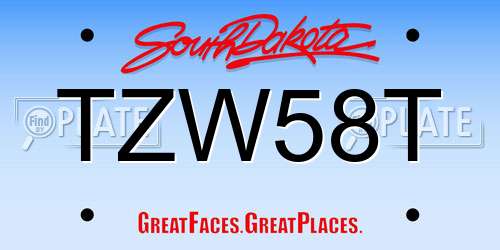 TZW58T South Dakota License Plate