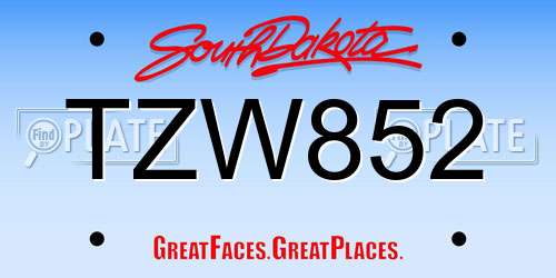 TZW852 South Dakota License Plate