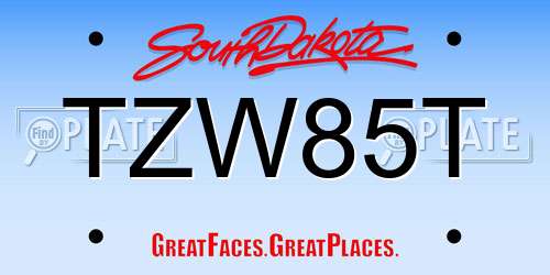 TZW85T South Dakota License Plate