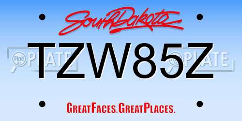 TZW85Z South Dakota License Plate