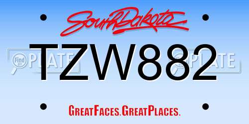 TZW882 South Dakota License Plate