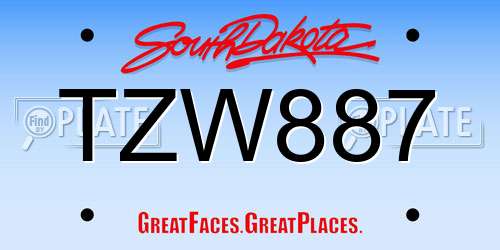 TZW887 South Dakota License Plate