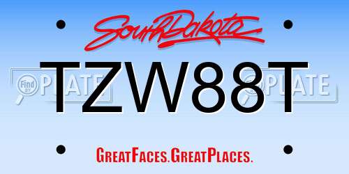 TZW88T South Dakota License Plate
