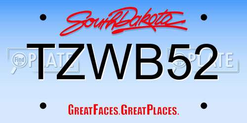 TZWB52 South Dakota License Plate