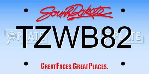 TZWB82 South Dakota License Plate