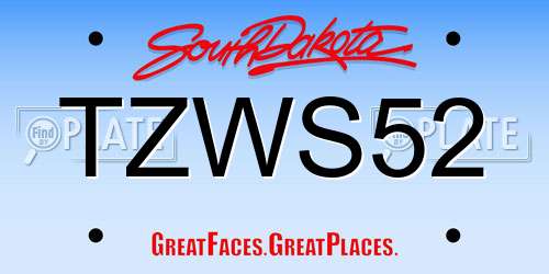 TZWS52 South Dakota License Plate