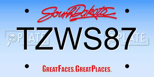 TZWS87 South Dakota License Plate