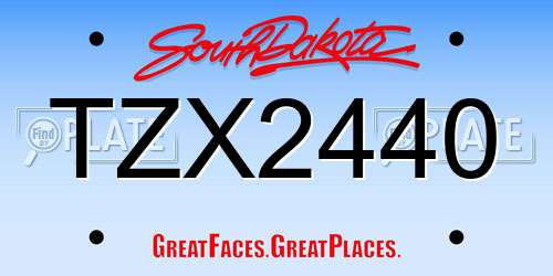 TZX2440 South Dakota License Plate