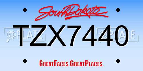 TZX7440 South Dakota License Plate