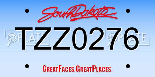 TZZ0276 South Dakota License Plate