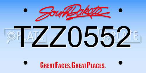 TZZ0552 South Dakota License Plate