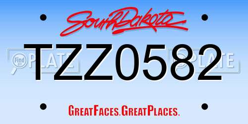 TZZ0582 South Dakota License Plate