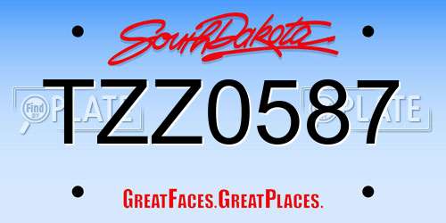 TZZ0587 South Dakota License Plate