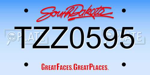 TZZ0595 South Dakota License Plate