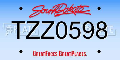 TZZ0598 South Dakota License Plate