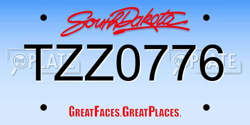 TZZ0776 South Dakota License Plate