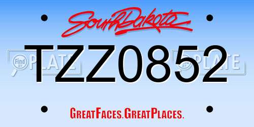 TZZ0852 South Dakota License Plate