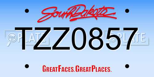 TZZ0857 South Dakota License Plate