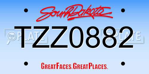 TZZ0882 South Dakota License Plate