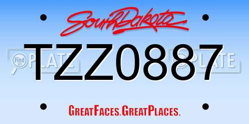 TZZ0887 South Dakota License Plate