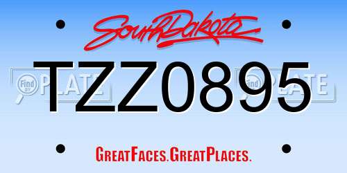TZZ0895 South Dakota License Plate