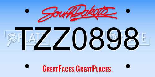TZZ0898 South Dakota License Plate