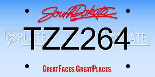 TZZ264 South Dakota License Plate