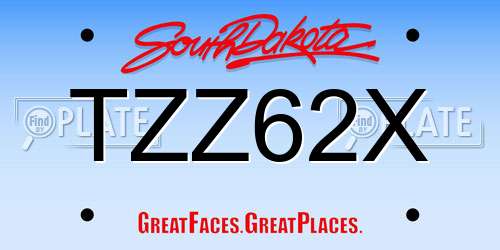 TZZ62X South Dakota License Plate