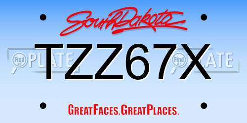 TZZ67X South Dakota License Plate